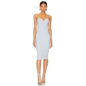 Elegant Strapless Midi Dress in Light Blue